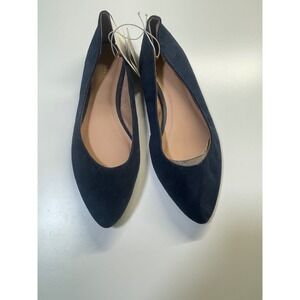 Old Navy Womens Dark Blue Suede Pointed Toe Ballet Flats Water Stain Repellent